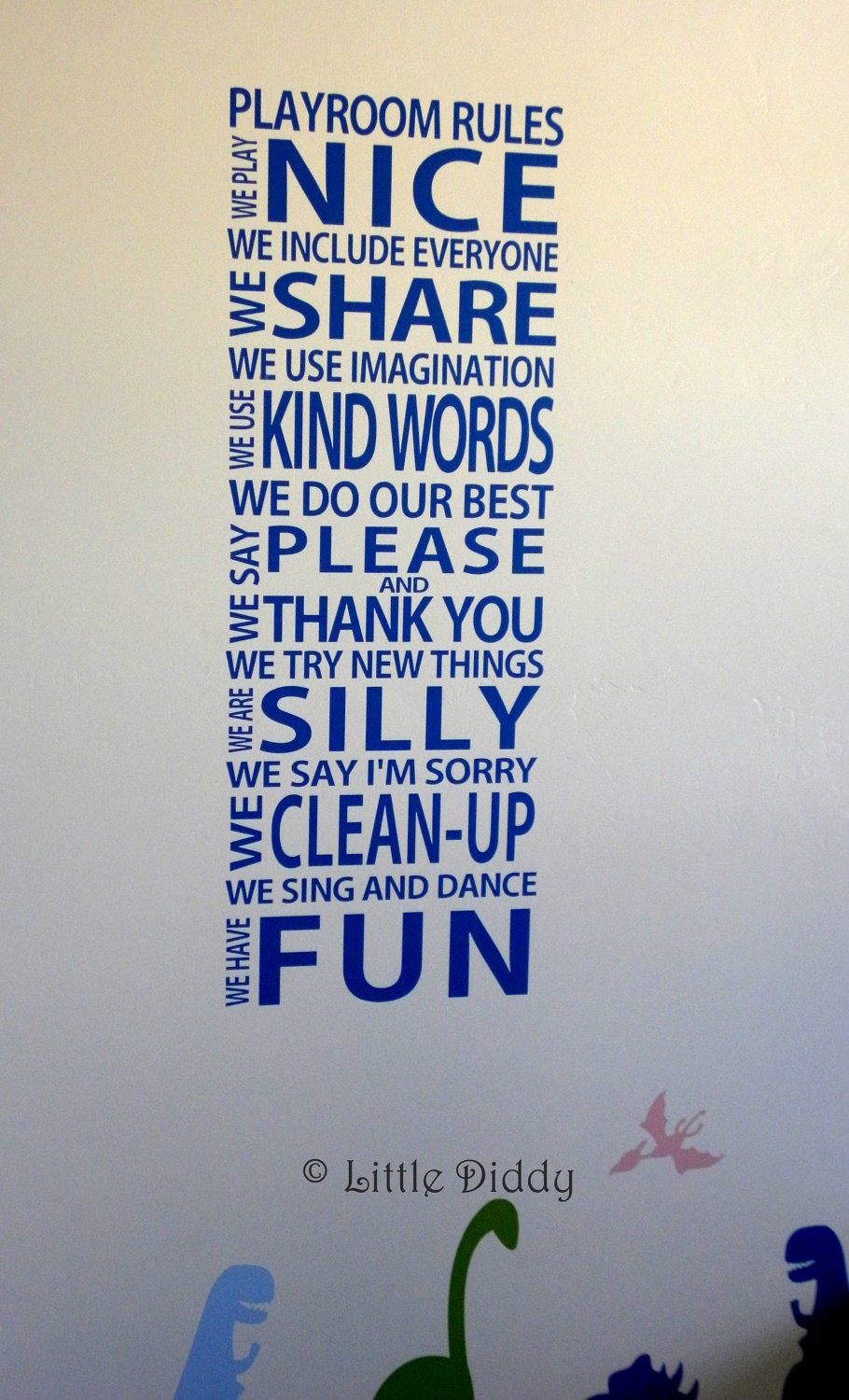 Playroom Rules Vinyl Decal- playroom, children, word art, decal, toy room, play nice