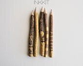7" one of a kind golden hand painted graphite twig pencils (5 pencils)