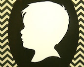 Custom Silhouette Paper Cut with Mat 8x10 - Black and White Chevron Home Decor - Unframed