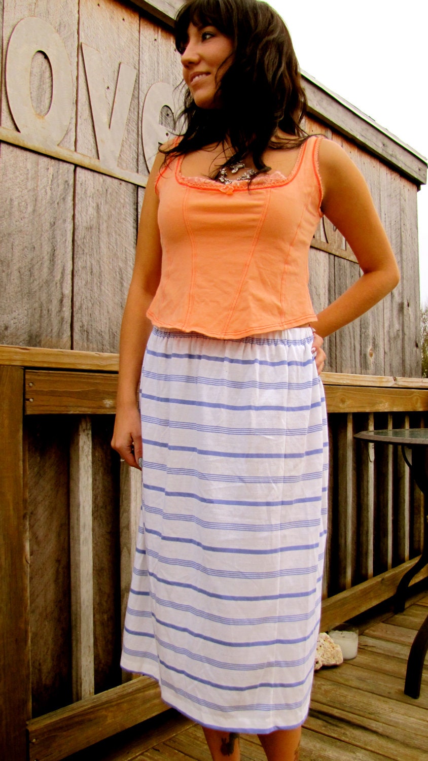 Vintage 70s Lavender and White Tennis Polo Striped Skirt