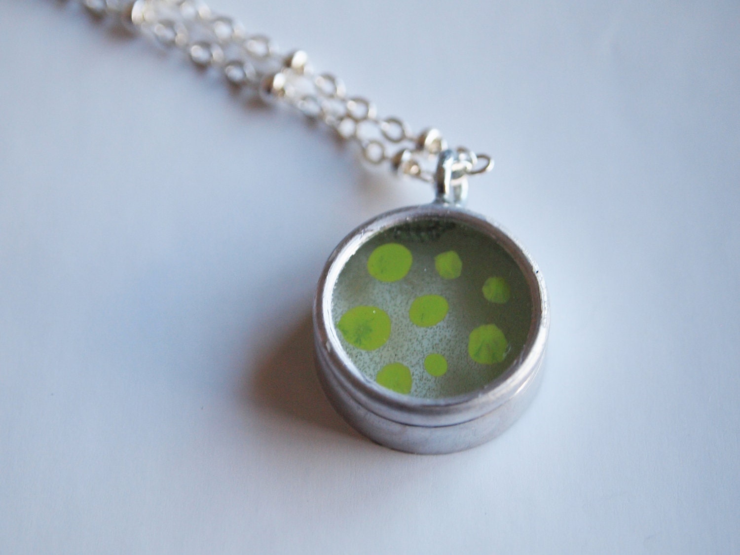 Small Green Polka Dot Circle Necklace
