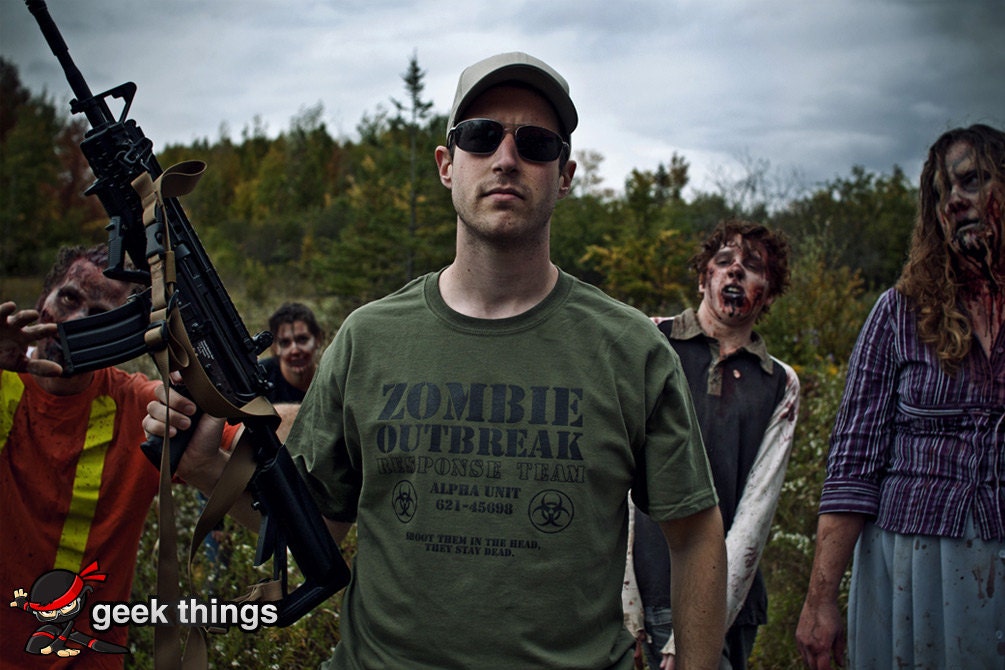 Zombie T shirt Zombie Outbreak Response Team tshirt men youth geek shirt dead walking kill zombies undead creatures horror husband boyfriend