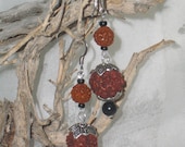 Silver Earrings Rudraksha Sacred Seed Beads Silver Shiva Gods Eye Healing Power Indian Lore Free Gift Wrap