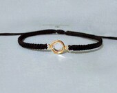 READY TO SHIP. tiny Swarovski crystal link macrame friendship bracelet. black teddy.