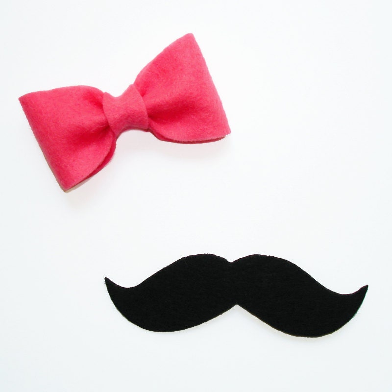 12 Felt Mustache and Bow Pin Brooch for Gender Reveal Party Il_570xn