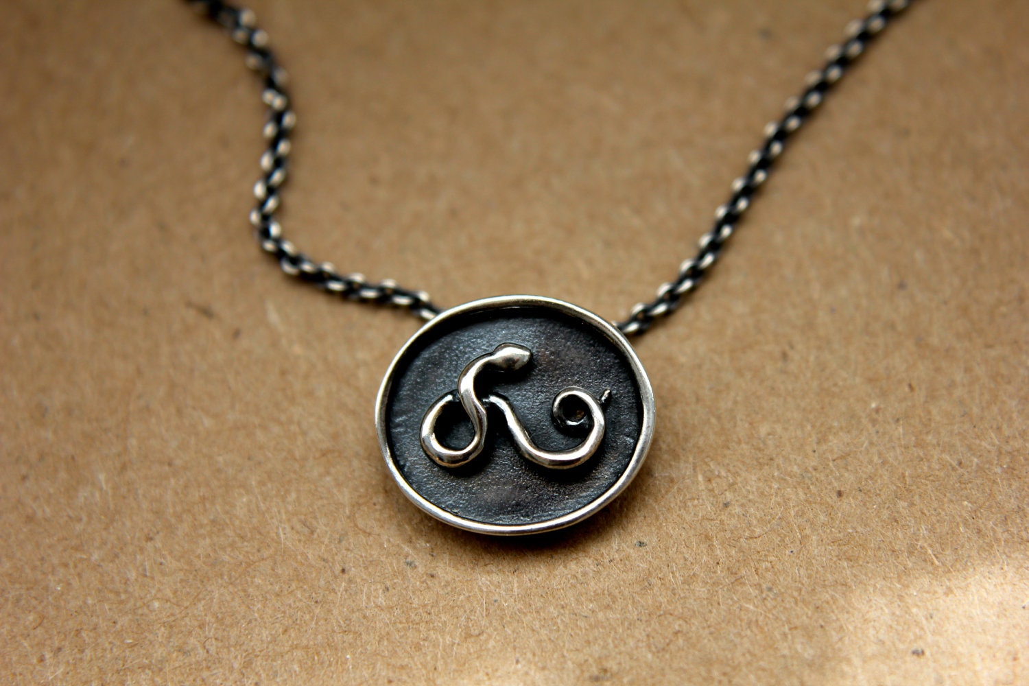 Sterling Silver Snake Signet Necklace--Healing and Regeneration