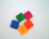 Set of 5 Neon Buttons - Handmade Polymer Clay Supplies