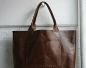 Large Horizontal Leather Bag - Chestnut