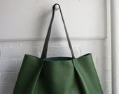 Soft Pleated Bag - Green - Horizontal - made to order