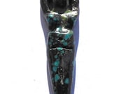 Turquoise Blue Carved 47mm Goddess Natural Turquoise Stone Pendant