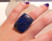 Lapis Lazuli-Lapiz-Blue-Sterling Silver large Ring
