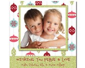 Modern 5x5 Square Photo Christmas Card Scrapbook Colorful Ornaments Holiday Card Greeting Card DIY Digital or Printed - Millings style