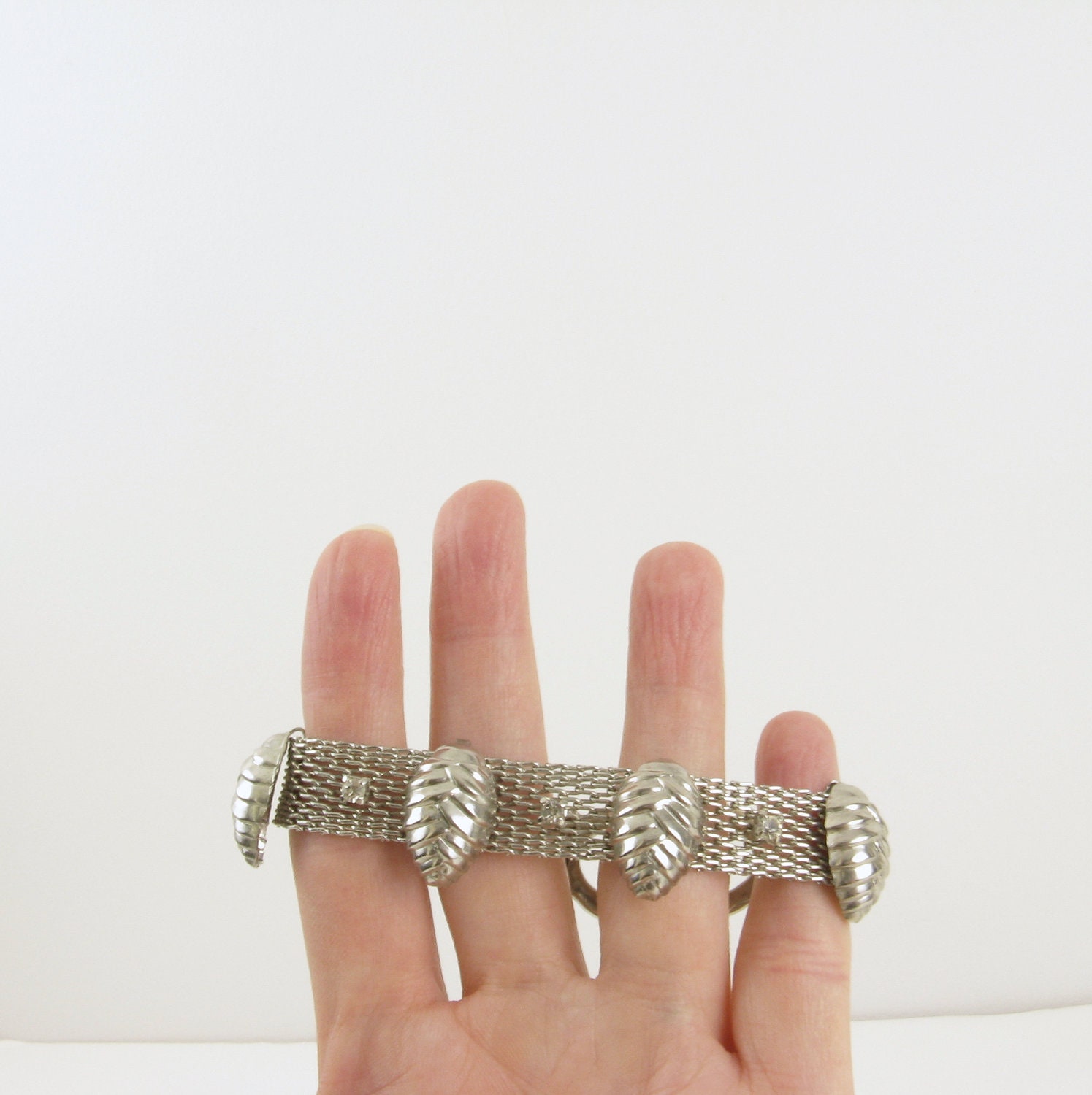 Vintage Silver  Pinecone Bracelet - 1960s Woodland Jewelry by Triad