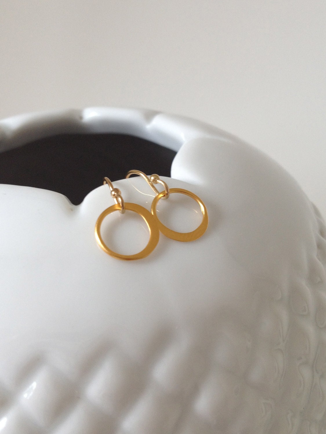 Gold circle earrings //14k gold // as seen on tv show "Homeland" // modern jewelry by LilahV