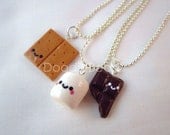 S'mores Best Friends Kawaii Cute Polymer Clay Charms Necklace - 3 Piece