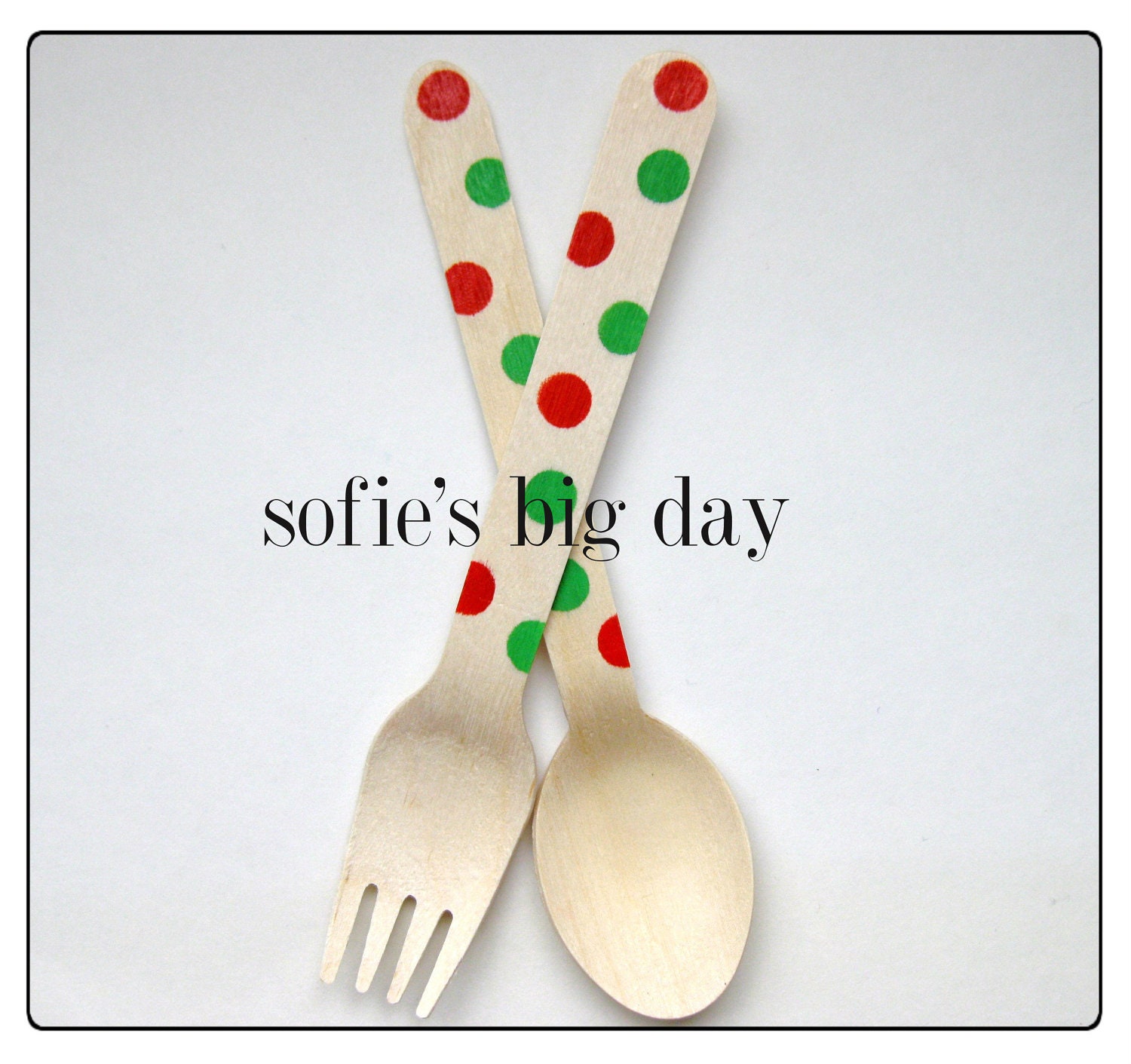 Hand Stamped Wooden Spoons,Red and Green Polka Dot Ice Cream Wooden Spoons,Christmas Spoons, Disposable Wooden Spoons, 25 Count Il_570xn