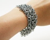 Chainmaille Bracelet: Triple Shaggy Loops in Black Ice