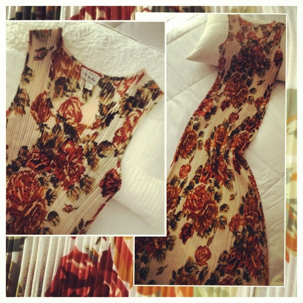 Vintage Sleeveless Dress with Tiny Accordion Pleats