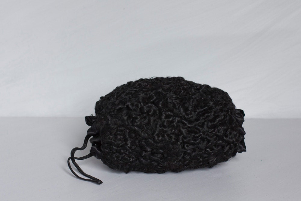Vintage 1960s lamb wool muff hand warmer