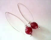 Earrings - Dangle - Multi Faceted Shiny Glass Dangle Earrings - Cherries Jubilee - Free Shipping in the USA