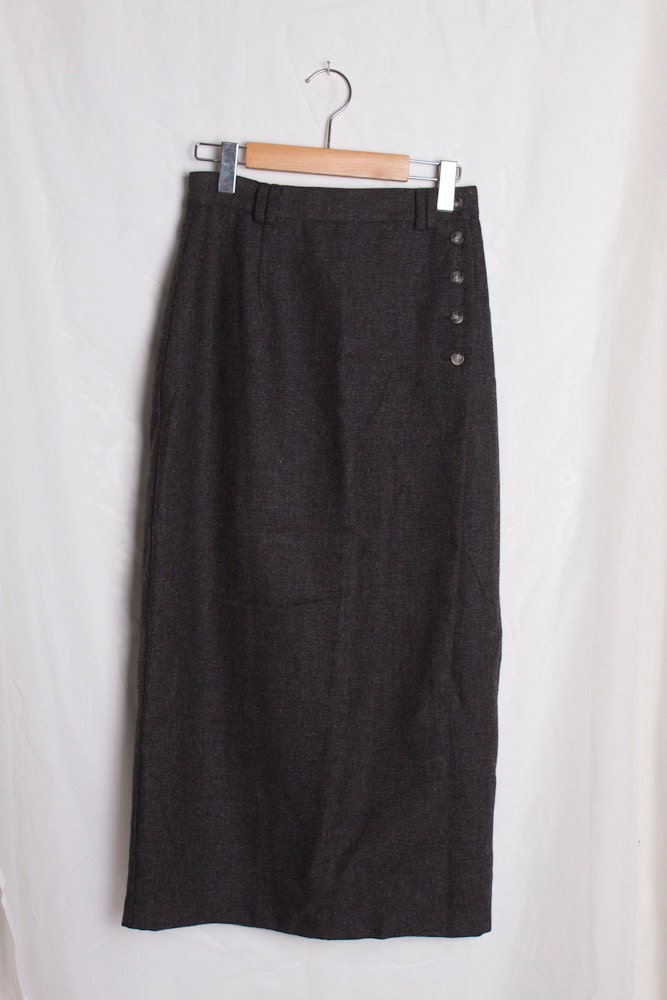 Vintage Midi Grey Wool Skirt