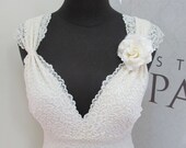 Anna Custom made Floral Vintage Lace Wedding Dress Cream Chiffon Wedding Dress