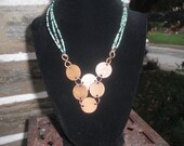 BOHO upcycled brass hand beaded necklace