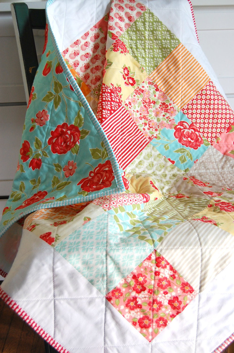 Baby Quilt - Moda Marmalade - Patchwork Quilt - Baby Blanket - Modern Baby Quilt - Quilted Blanket