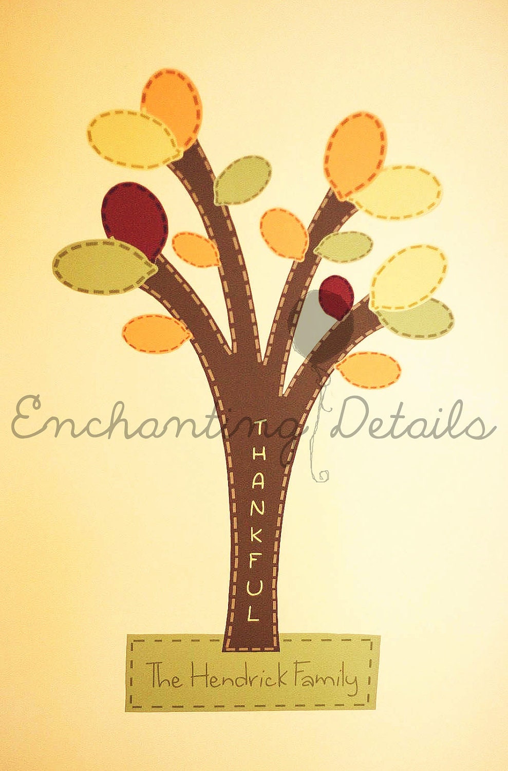 Personalized Thankful Tree Thanksgiving Vinyl Wall Decal- Removable & Write-On Il_570xn
