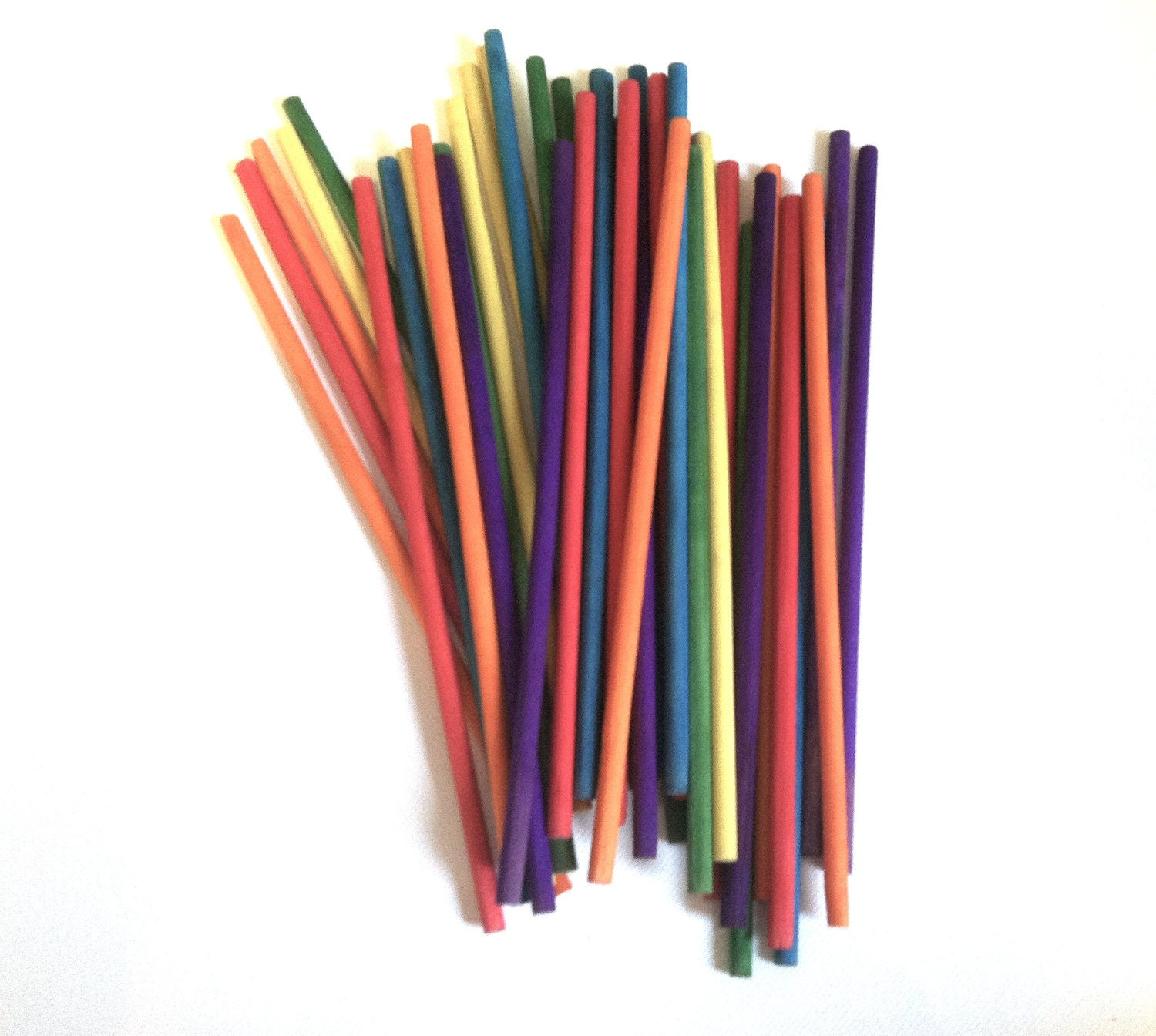 10 Colored 8" Wood Craft Stick Poles for DIY projects, school, photo props, etc.