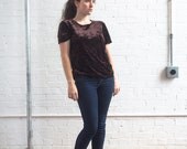 90s brown crushed velvet shirt