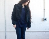 70s black rabbit fur coat large