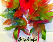 Flip Flop for door, deco mesh, whimsical wreath, deco mesh wreath, beach wreath, door hanger, nautical decor, wreath,flip flops
