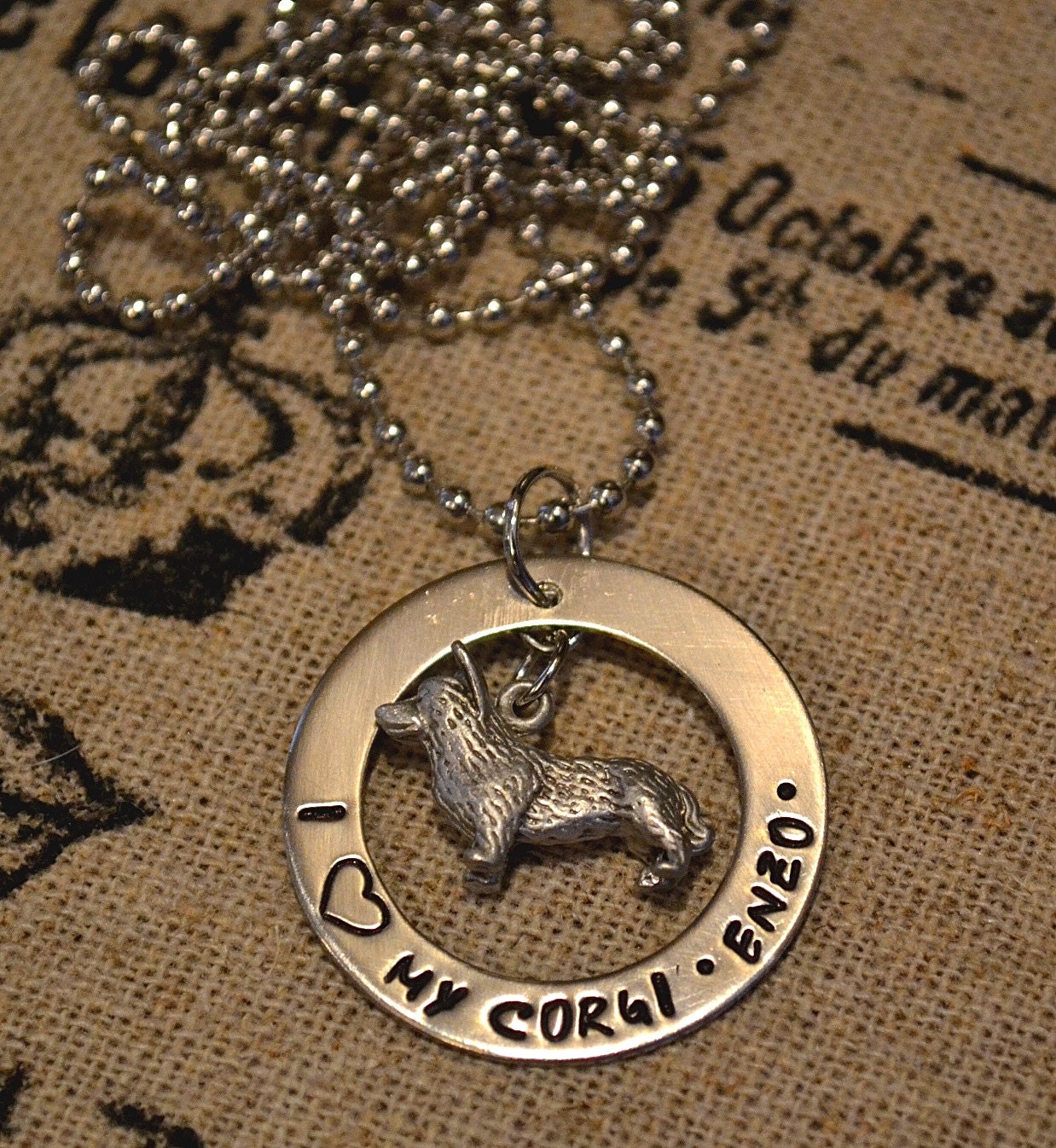 I Love My Corgi Personalized Handstamped Necklace