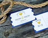 Save the Date : Nautical Postcard - navy and yellow