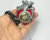 Clockwork Heartbeat - Anatomical Heart - Industrial Heart - Steampunk Heart Pendant - polymer clay
