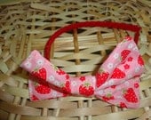 Sweet Lolita Strawberry Oversized Bow Pink Japan Strawberry Pattern on Red Headband