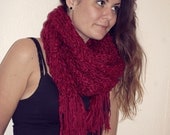 burgundy knit  scarf,Chunky Infinity scarf ,