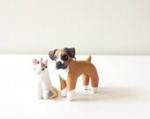 Custom pet ornament - SET OF 2 - cat dog bird hamster - handmade sculpture figurine - cute unique charming - birthday gift - pet memorial