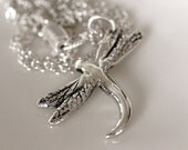 dragonfly pendant, fine silver, necklace, handmade jewelry by girl three