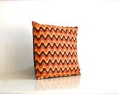 Vintage Chevron Hand Embroidered Pillow - Fall Colors