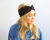 Black Turban Headband Gilded Snakeskin Animal Print womens hair accessories