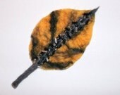 Brooch, Felted Jewelry, Yellow Autumn Leaf, Fashion, Birthday, Christmas gift for her, Handmade, ECO friendly, Free Shipping