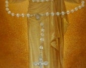 Vintage Italian Glass Bead Rosary Necklace INRI
