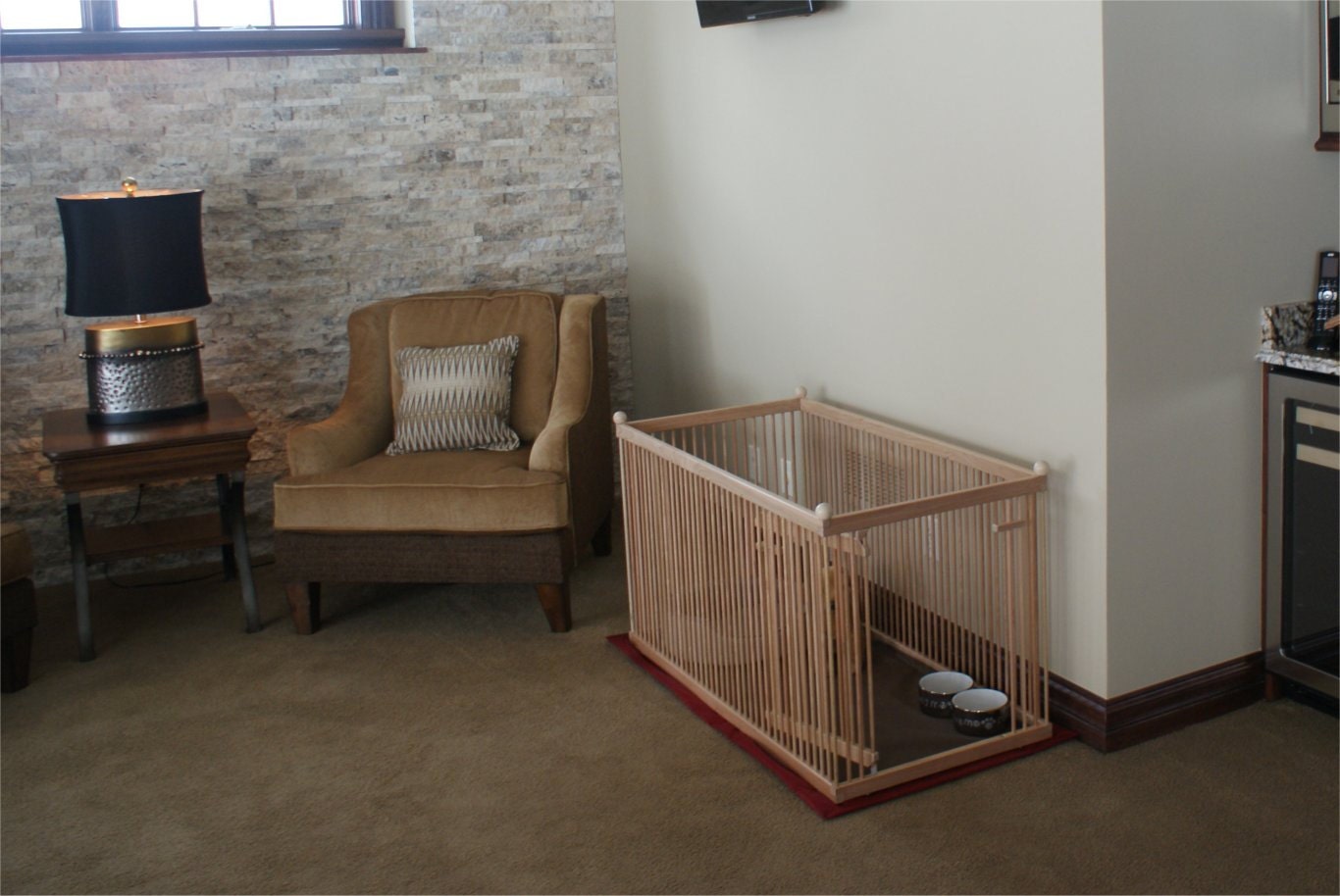 Upscale Indoor 2'x4' Pet Kennel / ex-pen - READY-to-FINISH Solid MAPLE w/Integrated Floor mat