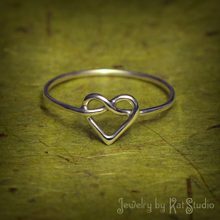 Heart Knot Ring - love knot ring - Infinity Heart ring - Sterling Silver 925 - 16 gauge - gift packaging