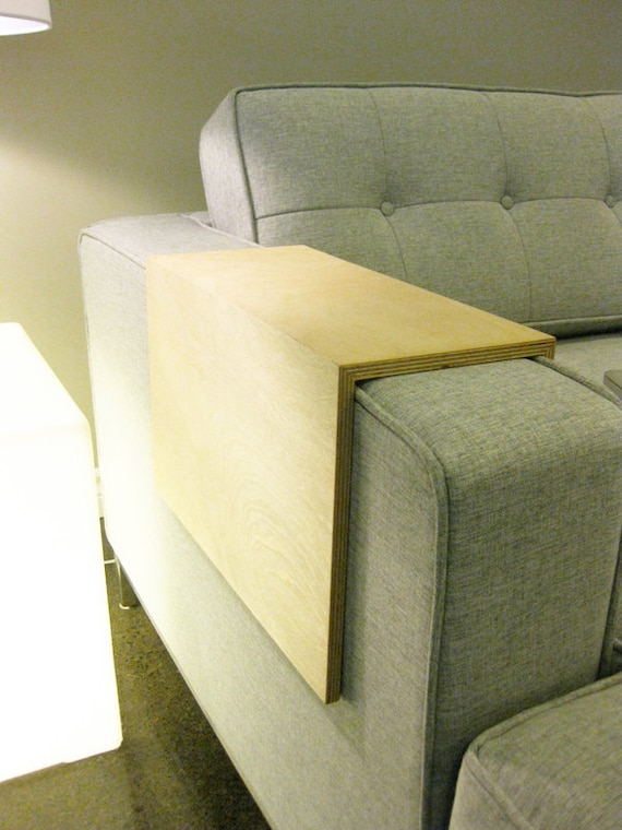 Couch Arm Wrap - PLYWOOD reclaimed wood arm drink rest table for couch / sofa