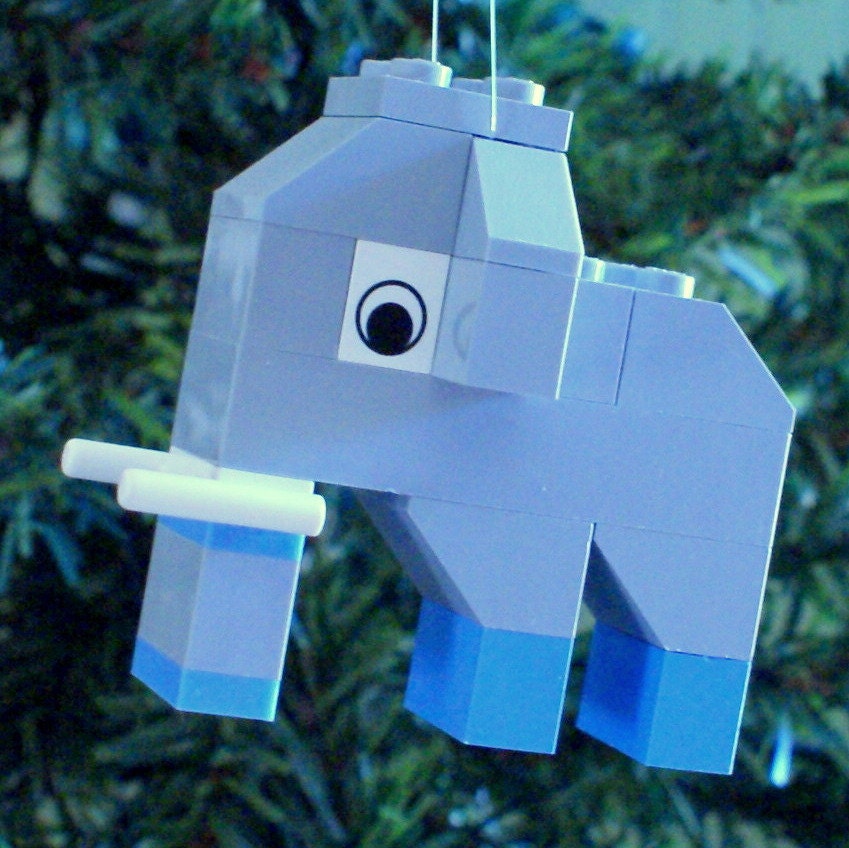 LEGO Blue Elephant Christmas Ornament - ornaments4charity