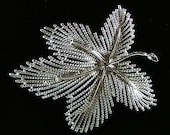 SARAH COVENTRY Big Silver Leaf Brooch Vintage