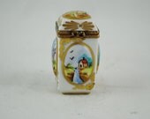 Spring Home Decor Mothers Day FREE SHIPPING 1950's 1950s Limoges France Trinket Box Pill Box Jewelry Box Pink Hinged Painted Country Side